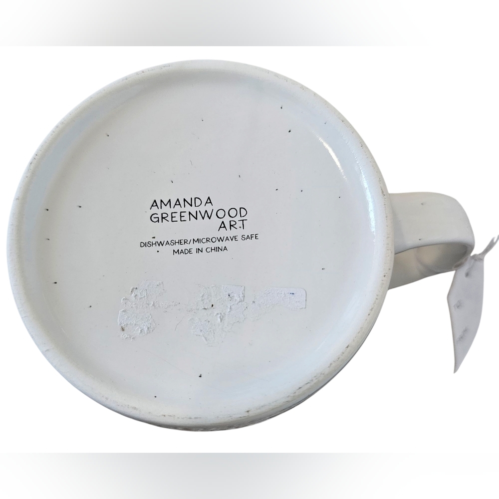 Amanda Greenwood Large Designer Inspired White Mug with Pink Accent. New - Picture 3 of 3